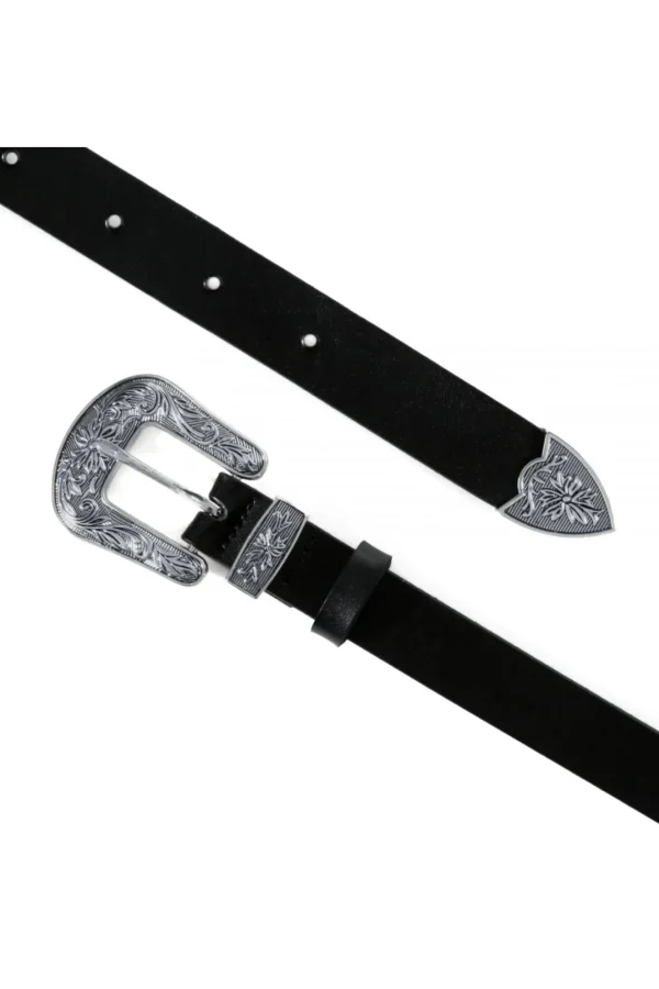 Pasek Skorzany Ornament Czarno-Srebrny>AGGI Cheap